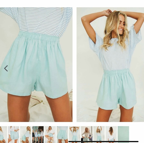 Verge Girl Pants - Verge Girl Summer Somewhere Aqua Linen Shorts
